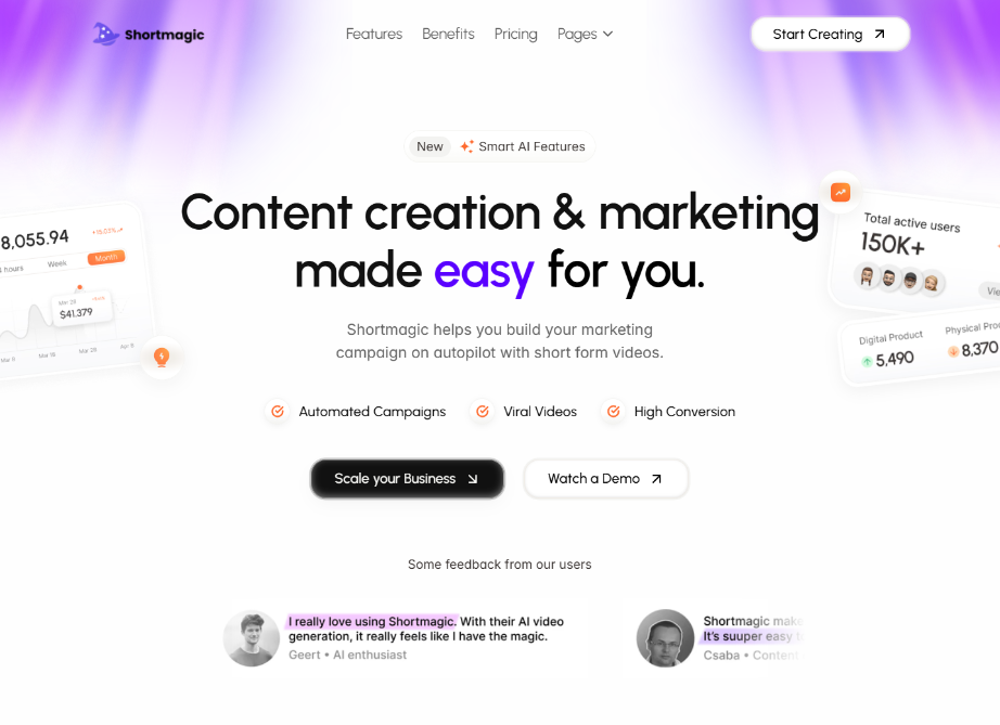 Shortmagic marketing website